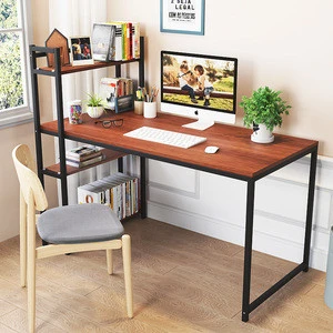 Computer Desk Study Writing Table for Home Office, Industrial Simple Style PC Desk, Black Metal Frame kids desk