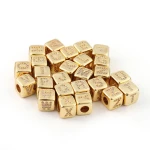 Copper Inlaid Zircon Square Letter Beaded DIY Accessories Supplies Jewelry Making Accessories Wholesale Necklace Jewelry Finding