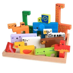 Creative Wooden Animal DIY Building Blocks Toy for Kids