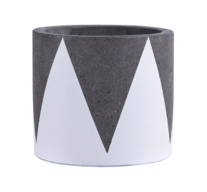 Crown pattern white smooth painting concrete plant pot with tray for small flower and tree for indoor and outdoor