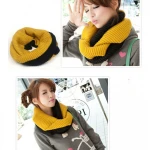 CUHAKCI Patchwork Scarf Women Knitting  Knitted Warm Neck Circle Bufandas Cuellos Unisex Winter