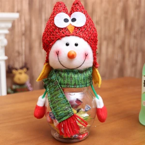 Custom Christmas Candy Storage Jar Decoration Snowman Sugar Gift Plastic Candy Box