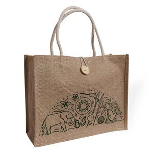 Custom logo eco-friendly burlap shopping tote jute bag