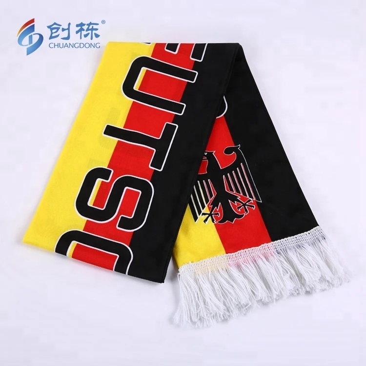 Custom logo other scarves knitted polyester scarf sports football fan scarf
