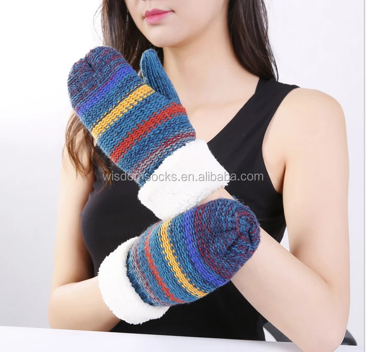 custom logo thick Canada fashion warm women winter gloves Mittens