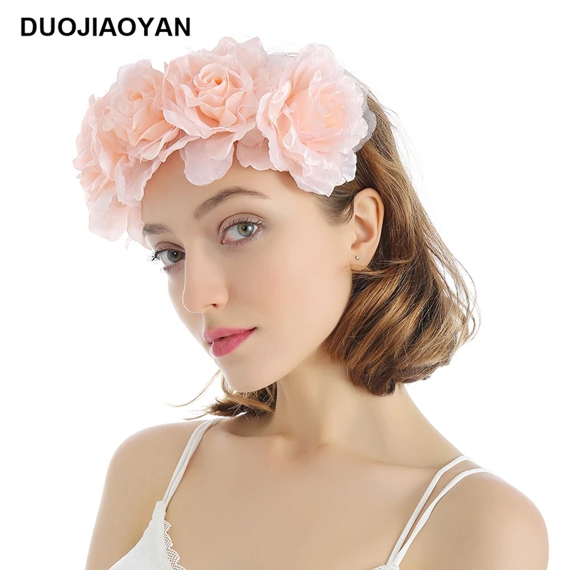Custom NEW Artificial flower headband Fancy floral wedding headpiece girls women color headdress Bridal hair accessories