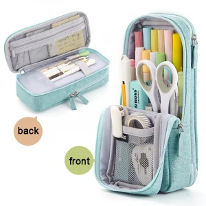 Custom wholesale multi-function standing pencil pouch  phone holder bracket large capacity stationery organizer case