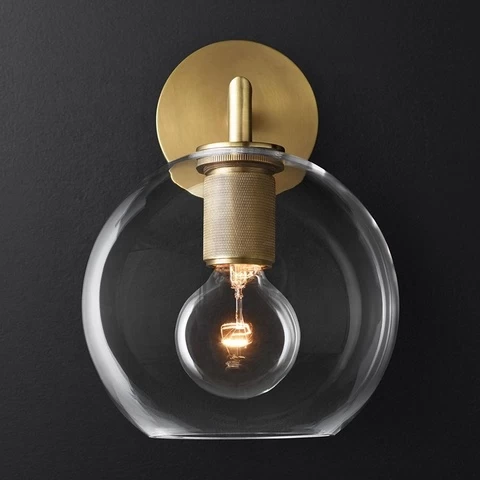 Customizable  retro style brass sphere wall light  Copper ball wall lamp for bedroom