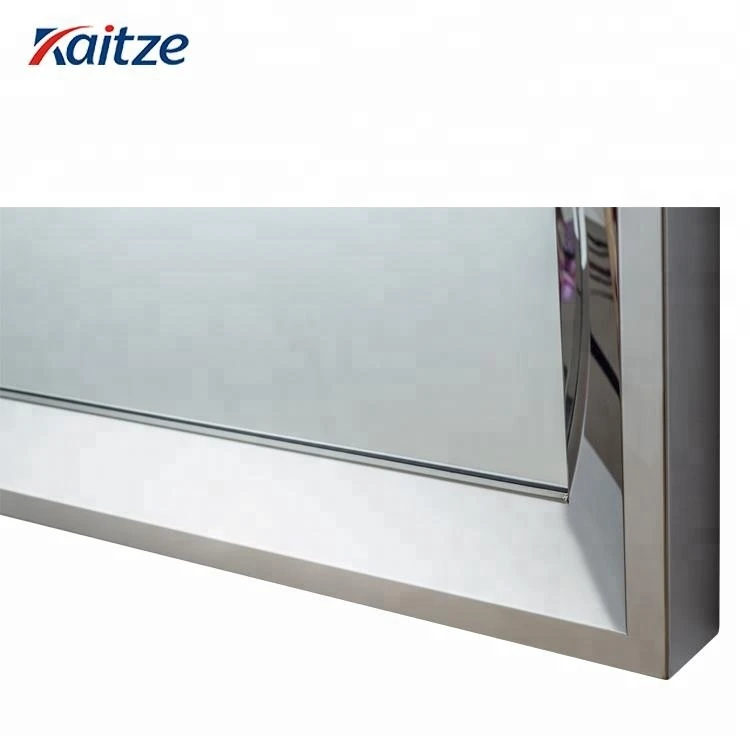 Customized Fashion Polish Surface Silver 50mm Wide Frame Wall Mounted Stainless Steel Mirror