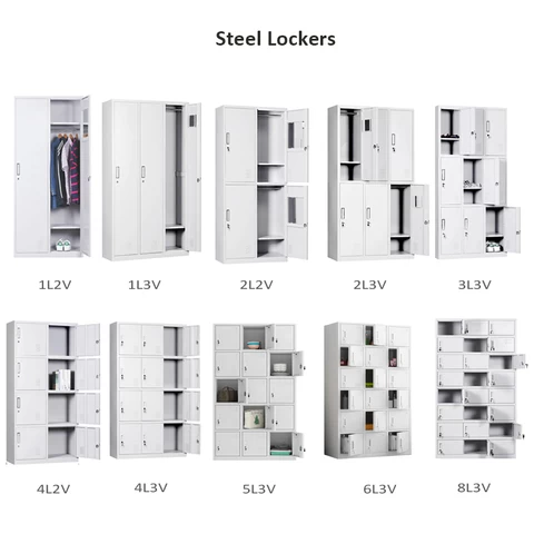 Customized office school gym metal locker cabinet staff workman steel storage 6 door clothes lockers