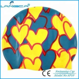 Customized printing silicone swimming caps novelty funny swim hats