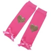 Cute Baby Girls Leggings Gold Heart Print Knitting Leg Warmers with a Cute Bow Knot Design