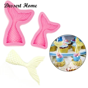 D0561 DIY 3D Mermaid tail Silicone Fondant Mold Cake Decorating Tools Fish tail Cupcake Candy Gumpaste Molds