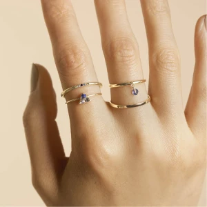 Delicate band blue sapphire ring, multi gemstone 925 sterling silver rings, 14k gold filled jewelry