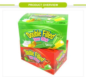 Double filled sour stick fruit gummy candy from Wangqing