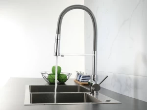 Double Handle High Arc Pull out Kitchen Faucets Solid Brass Spring Kitchen Sink Faucet with Pull down Sprayer 3 Way Faucet