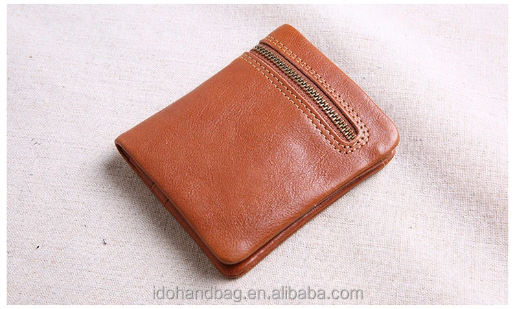 Drop Shipping Wholesale Vegetable Leather Bifold Money Clip Custom Slim Wallet with Coin Pocket