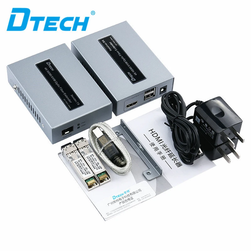 Dtech 4K HDMI 3840X2160@30Hz KVM via fiber optic IR extender