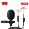 Earldom portable Mini Wired Mike Live Broadcast Mic Condenser Lavalier Lapel Clip Microphone For Smart Mobile Phone Camera