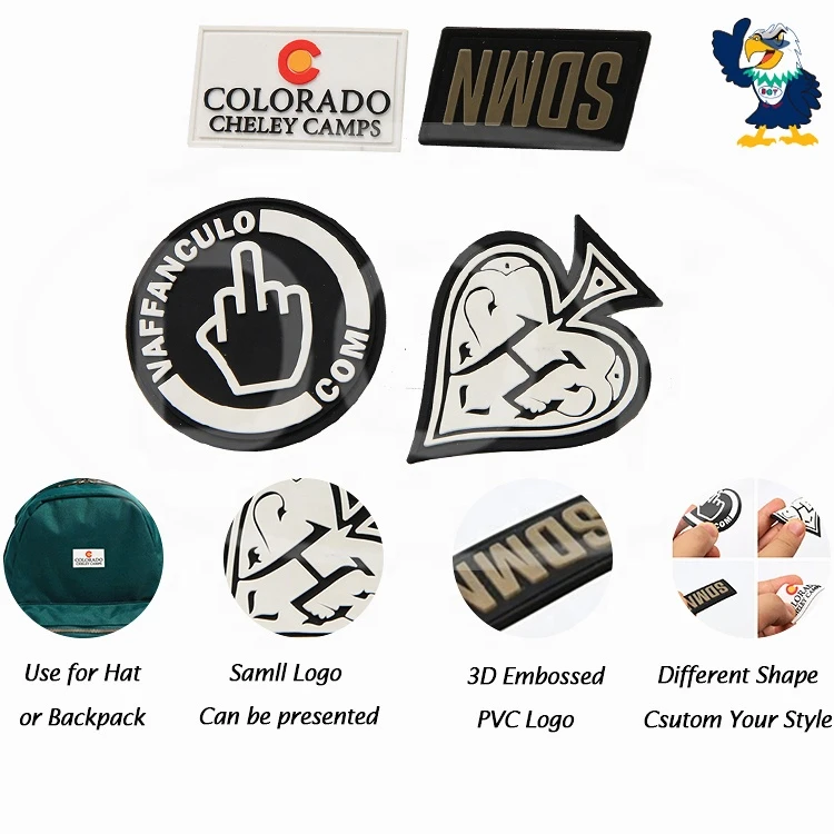Eco-friendly New Design Customized Embossed Logo Silicone PVC 3D Soft Rubber Patches for Garment