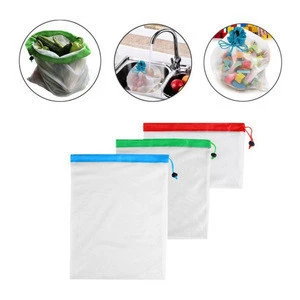 eco friendly recycled organic hemp cotton net mesh reusable produce bags for fruit vegetable