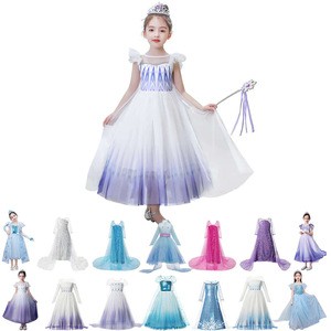 Elsa Princess White Dress Kids Snow Queen 2 Cosplay Dresses New Movie Sequin Lace Fancy Costumes Halloween Party Gown Dress