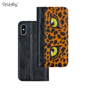 Emboss Leopard Printing Leather Wallet Cell Phone Card Holder Case Protective Kickstand Flip Cover For iPhone XS