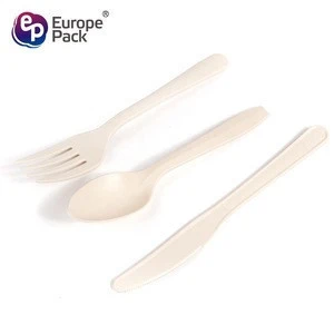 Europe-Pack top seller take away ps disposable cutlery flatware set spoons and forks knife