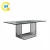 Import European design popular style simple household glass top stainless steel dining table from China