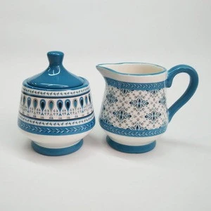 European market ceramic teapot set with milk jar and sugar pot