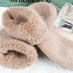 Extra thick rabbit woollen socks with extra thick terry hosiery for mentube stocking solid colored ladies thick snow socks