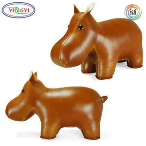 F450 Classic Hippo Tan Animal Bookend Synthetic Leather Skin Luxury Animal Bookend