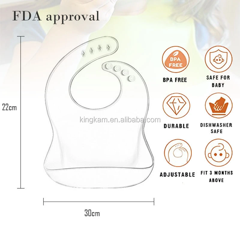Factory direct sale high quality easy to clean waterproof silicone baby bib