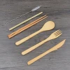 Factory Outlet 20cm Portable dinnerware Set with Canvas Bag Sewing Logo Available Bamboo Cutlery Set For Travel