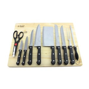 Factory stainless steel 11 piece family kitchen knife set with cutting board