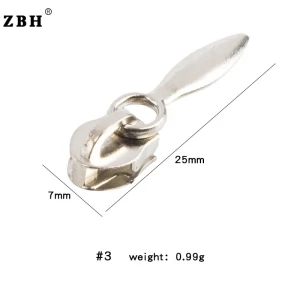 Factory Supplier 3# White Nickel Plating Drops Shape Zipper Slider