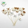 factory supplier wholesale easter nonwoven fabric cotton simulation cartoon sheep on wooden stick for garden decoration