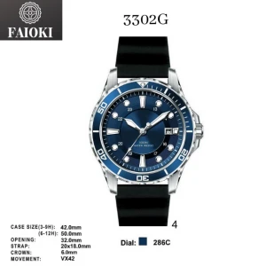Faioki  3302G Customizable Japan Movement Quartz watch with date, Classic design. Bezel number starts at 20 30 40 50