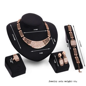 Fashion African Jewelry Sets Women Costume Nigerian Wedding Jewelry set Brand Dubai Gold Color Crystal Necklace Wholesale Design