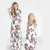 Fashion Dresses For Mother Daughter Floral Girls Dress Family Matching Mommy And Girls Clothes Outfits Long Dress Flowers