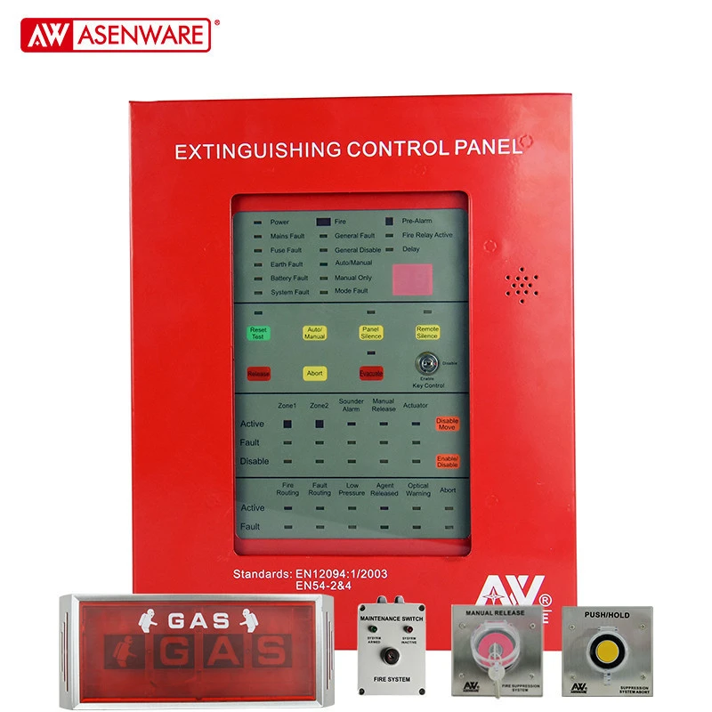 Fire Suppression System Intelligent 2 Zone Fire Alarm Control Panel AW-GEC2169 Asenware 200ma Maximum CN;GUA 27.6VDC Nominal 5kg
