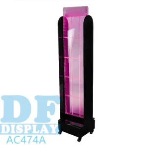Floor Standing Cell Phone Accessory Display Rack Pegboard Display Rack with Wheels Acrylic Display Rack with LED