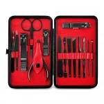 FOCSTAR Professional 7 10 15 16PCS Black Stainless Steel Manicure Pedicure Set Nail Clipper Kit for Men and Women