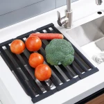Folding Dish Drying Rack Kitchen Gadgets Foldable Aluminum Dish Drainer Rack Roll up kitchen utensils kitchen accessories