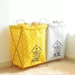 Folding Laundry Washing Basket Bag 3 Section Laundry Hamper Sorter laundry basket foldable