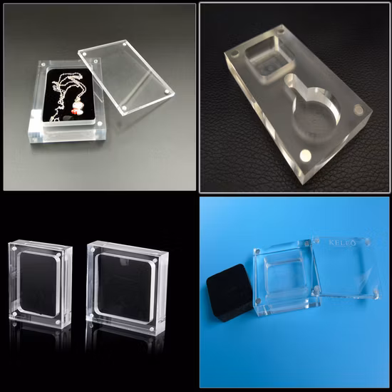 Frosted Plexiglass Jewelry Display Box with Laser Engraved Logo
