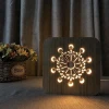 FS-T1838W snowflake Wooden Table Lamp gifts for Coffee Bar Home Bedroom wooden decoration