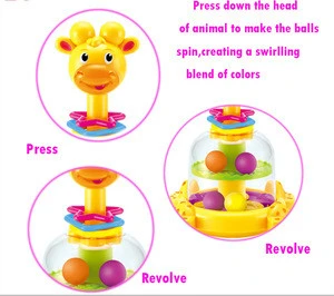 Funny cartoon giraffe spinner baby turntable shantou toys