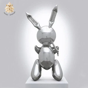 Garden decoration abstract lovely art mirror animal balloon rabbit stainless steel sculpture for sale