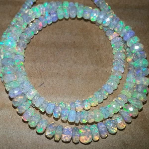 Gemstone Natural Ethiopian Opal Semi Precious Stone Faceted Rondelle Beads Strand Wholesale Price